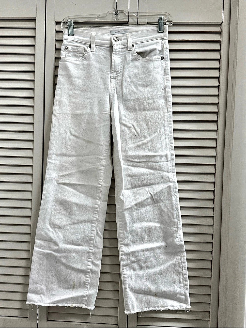 7 For All Mankind Cropped High Rise Wide Leg Jeans Wide Leg Jeans White